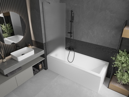 Mexen Next vanová zástěna jednokřídlá 70 x 150 cm, matné sklo, gun metal - 895-070-000-00-30-95