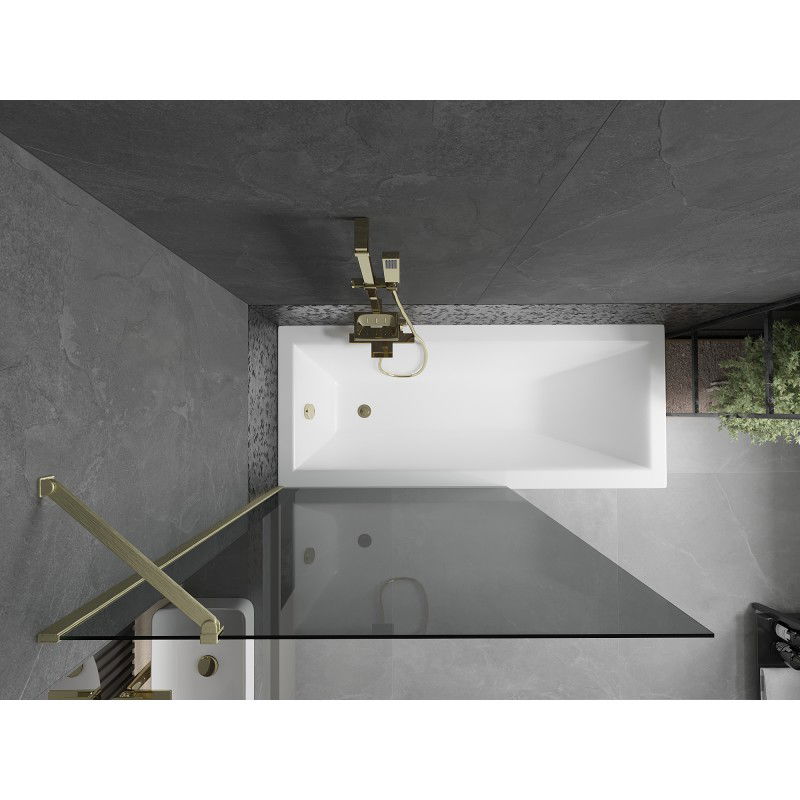 Mexen Next vanová zástěna 1-dveřová 100 x 150 cm, grafitová, zlatá kartáčovaná - 895-100-000-00-40-55