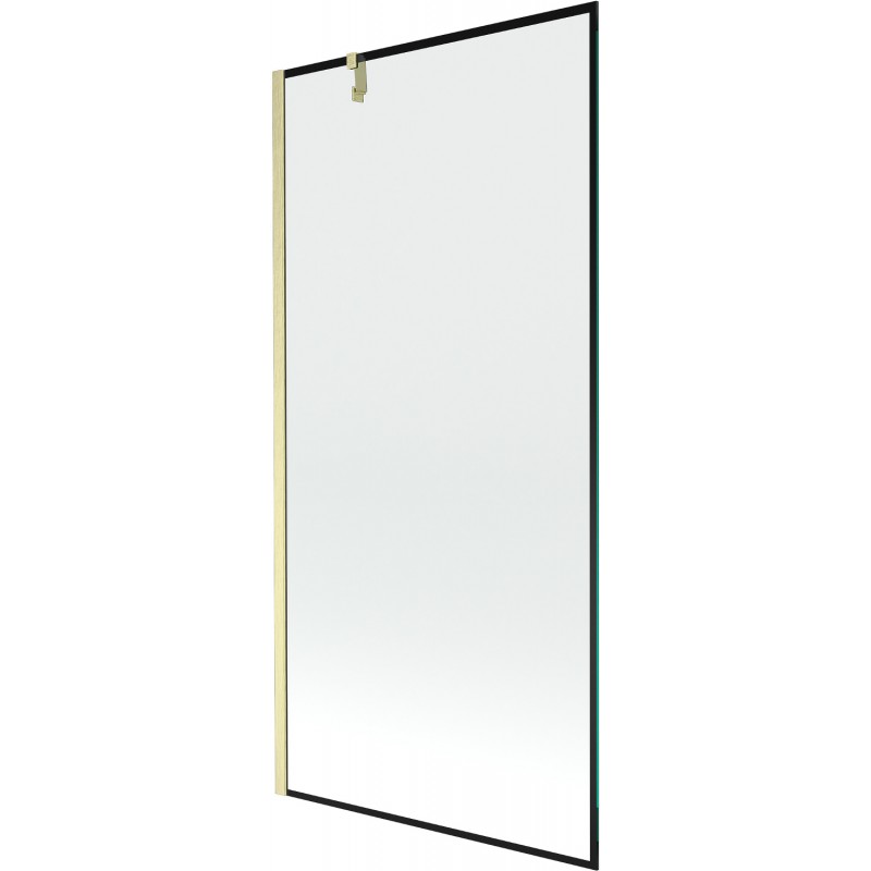 Mexen Next jednokřídlá vanová zástěna 90 x 150 cm, černý rám, zlatý kartáčovaný - 895-090-000-00-70-55