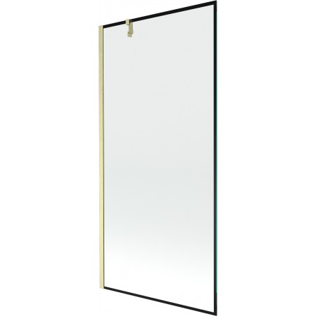 Mexen Next jednokřídlá vanová zástěna 90 x 150 cm, černý rám, zlatý kartáčovaný - 895-090-000-00-70-55