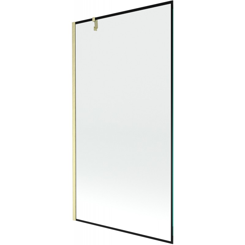 Mexen Next vanová zástěna 1-křídlová 100 x 150 cm, černý rám, zlatý kartáčovaný - 895-100-000-00-70-55