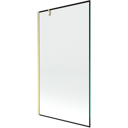 Mexen Next vanová zástěna 1-křídlová 100 x 150 cm, černý rám, zlatý kartáčovaný - 895-100-000-00-70-55