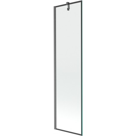 Mexen Next vanová zástěna 1-křídlová 50 x 150 cm, černý rám, gun gray kartáčovaný - 895-050-000-00-70-66