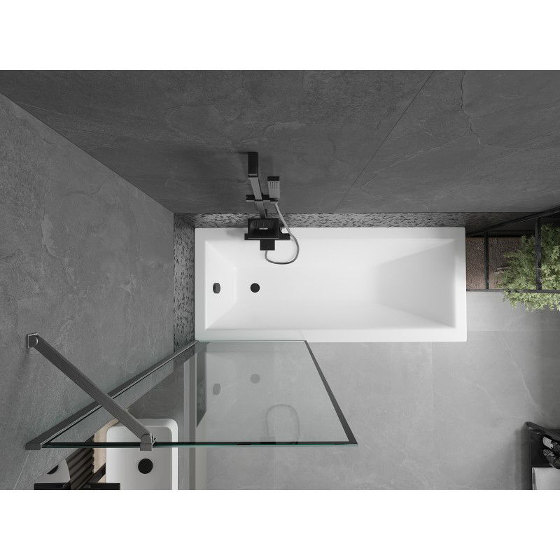 Mexen Next vanová zástěna 1-křídlová 70 x 150 cm, černý rám, kartáčovaný gun gray - 895-070-000-00-70-66