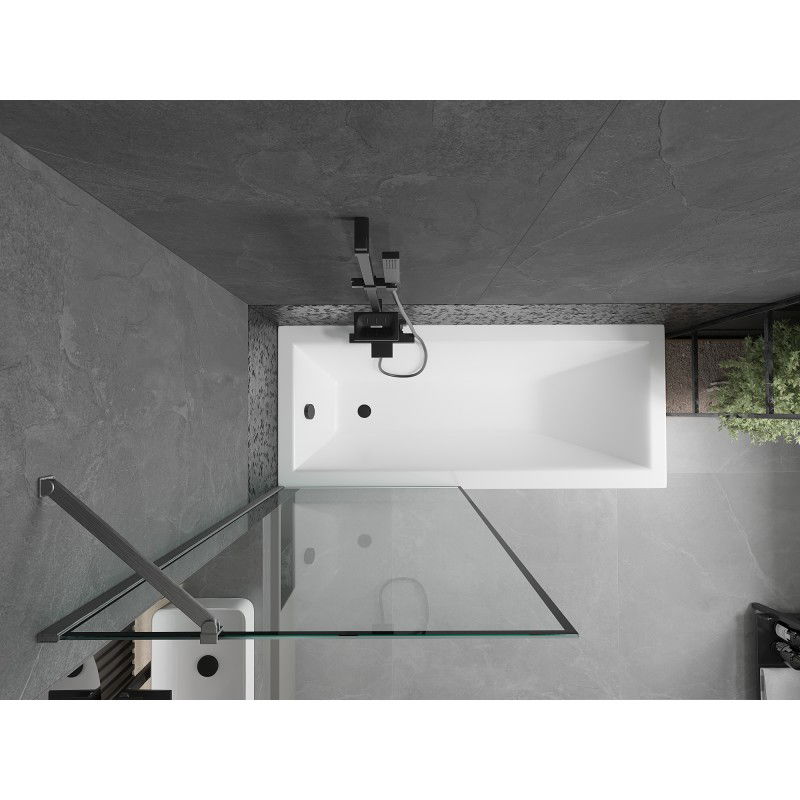 Mexen Next vanová zástěna 1-křídlová 80 x 150 cm, černý rám, gun gray kartáčovaný - 895-080-000-00-70-66