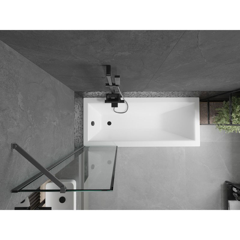 Mexen Next vanová zástěna 1-křídlová 50 x 150 cm, černý rám, gun metal - 895-050-000-00-70-95