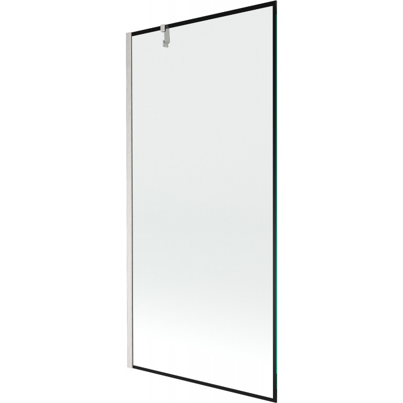 Mexen Next vanová zástěna 1-křídlová 90 x 150 cm, černý rám, kartáčovaný nikl - 895-090-000-00-70-97