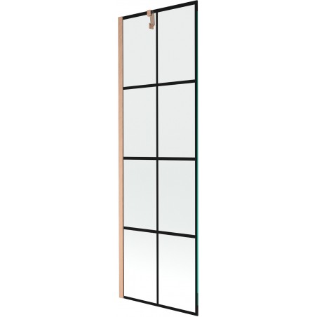 Mexen Next jednokřídlé vanové zástěny 60 x 150 cm, černá mřížka, kartáčovaná měď - 895-060-000-00-77-65