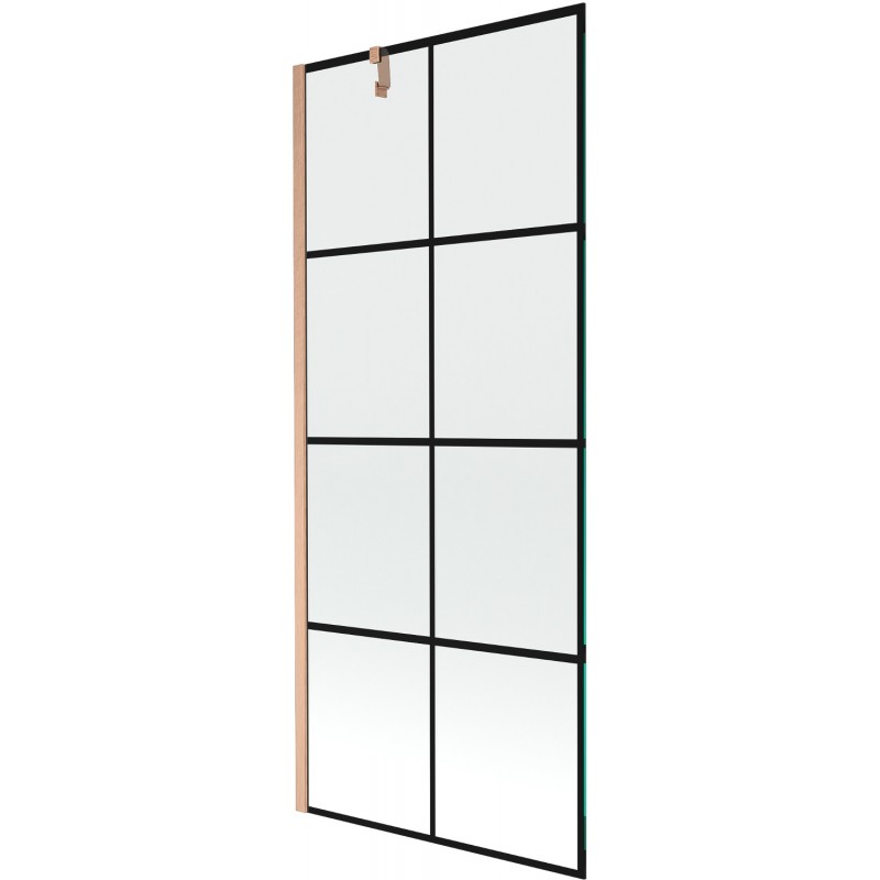 Mexen Next sprchová zástěna 1-křídlová 80 x 150 cm, černá mřížka, kartáčovaná měď - 895-080-000-00-77-65