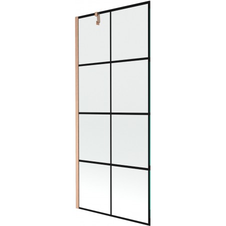 Mexen Next sprchová zástěna 1-křídlová 80 x 150 cm, černá mřížka, kartáčovaná měď - 895-080-000-00-77-65
