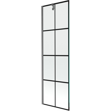 Mexen Next vanová zástěna 1-křídlová 60 x 150 cm, černá mřížka, kartáčovaná šedá gun - 895-060-000-00-77-66