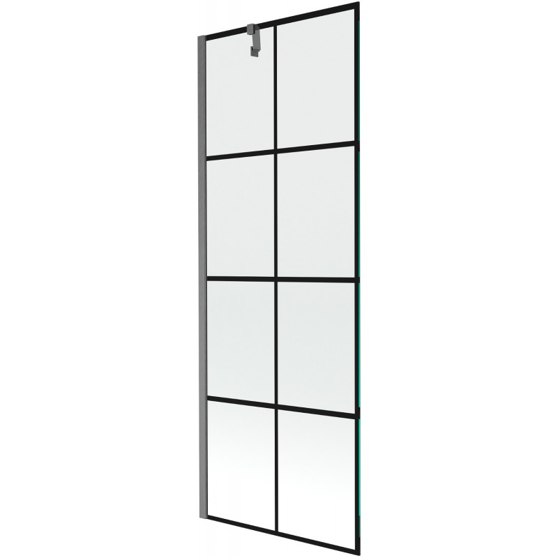 Mexen Next vanová zástěna 1křídlá 70 x 150 cm, černá mřížka, kartáčovaný gun gray - 895-070-000-00-77-66