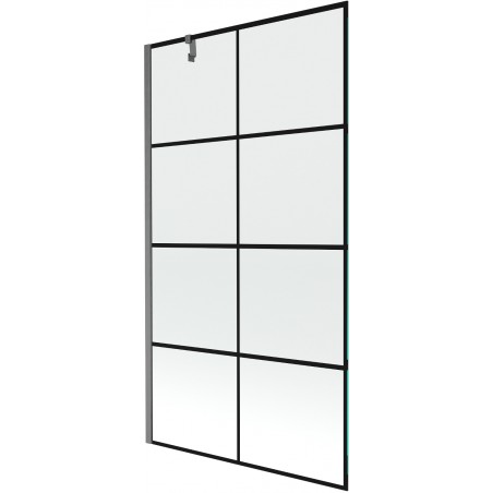 Mexen Next sprchový kout jednokřídlý 100 x 150 cm, černá mřížka, kartáčovaná barva gun gray - 895-100-000-00-77-66