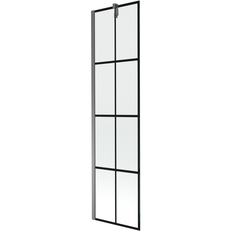 Mexen Next vanová zástěna 1-křídlová 50 x 150 cm, černá mřížka, gun metal - 895-050-000-00-77-95