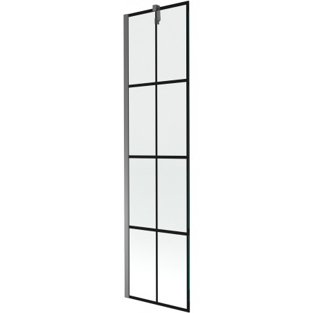 Mexen Next vanová zástěna 1-křídlová 50 x 150 cm, černá mřížka, gun metal - 895-050-000-00-77-95