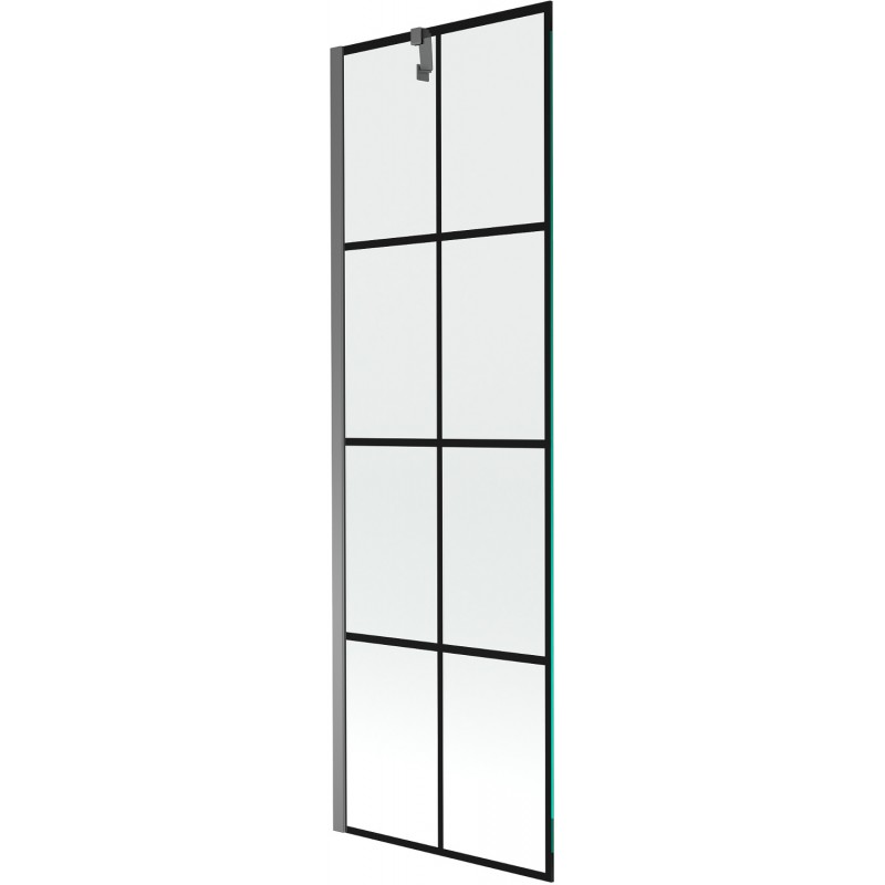 Mexen Next vanová zástěna 1-křídlová 60 x 150 cm, černá mřížka, gun metal - 895-060-000-00-77-95