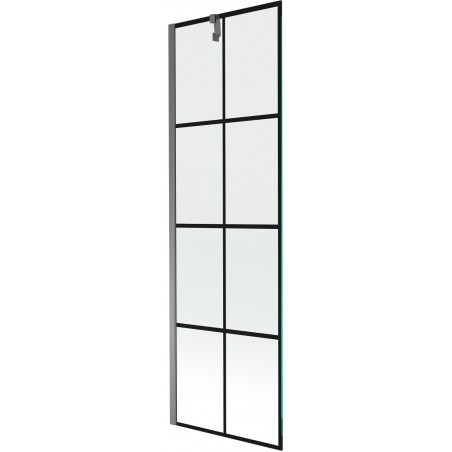 Mexen Next vanová zástěna 1-křídlová 60 x 150 cm, černá mřížka, gun metal - 895-060-000-00-77-95