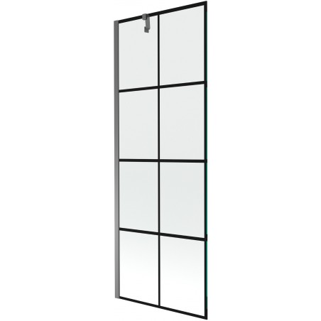 Mexen Next vanová zástěna jednostranná 70 x 150 cm, černá mřížka, gun metal - 895-070-000-00-77-95