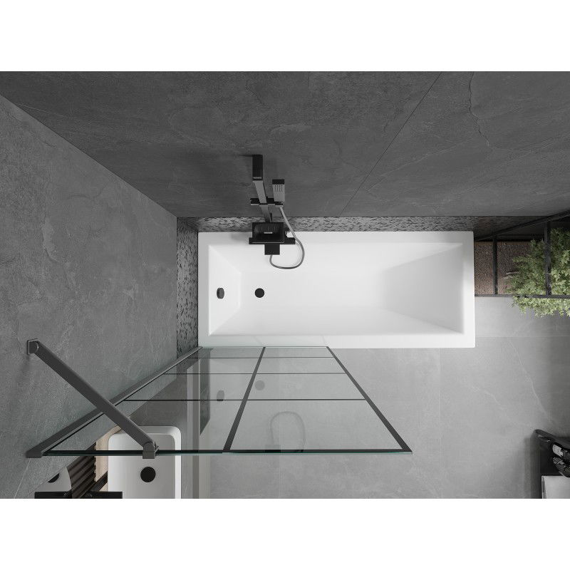 Mexen Next vanová zástěna 1-křídlová 80 x 150 cm, černá mřížka, gun metal - 895-080-000-00-77-95