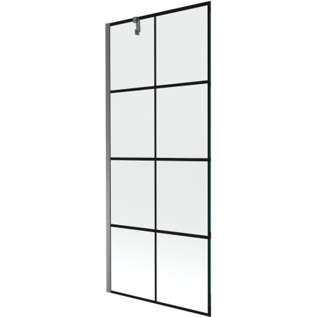 Mexen Next vanová zástěna 1-křídlová 80 x 150 cm, černá mřížka, gun metal - 895-080-000-00-77-95