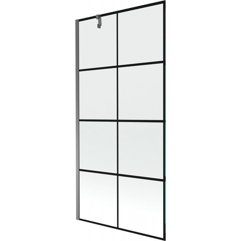 Mexen Next vanová zástěna, 1-křídlová 90 x 150 cm, černá mřížka, gun metal - 895-090-000-00-77-95