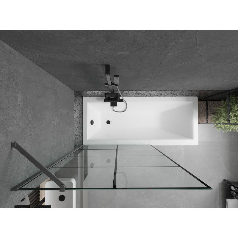 Mexen Next vanová zástěna jednodílná 100 x 150 cm, černá mřížka, gun metal - 895-100-000-00-77-95