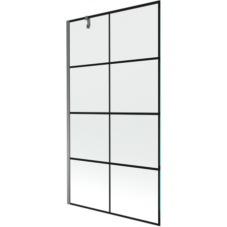 Mexen Next vanová zástěna jednodílná 100 x 150 cm, černá mřížka, gun metal - 895-100-000-00-77-95