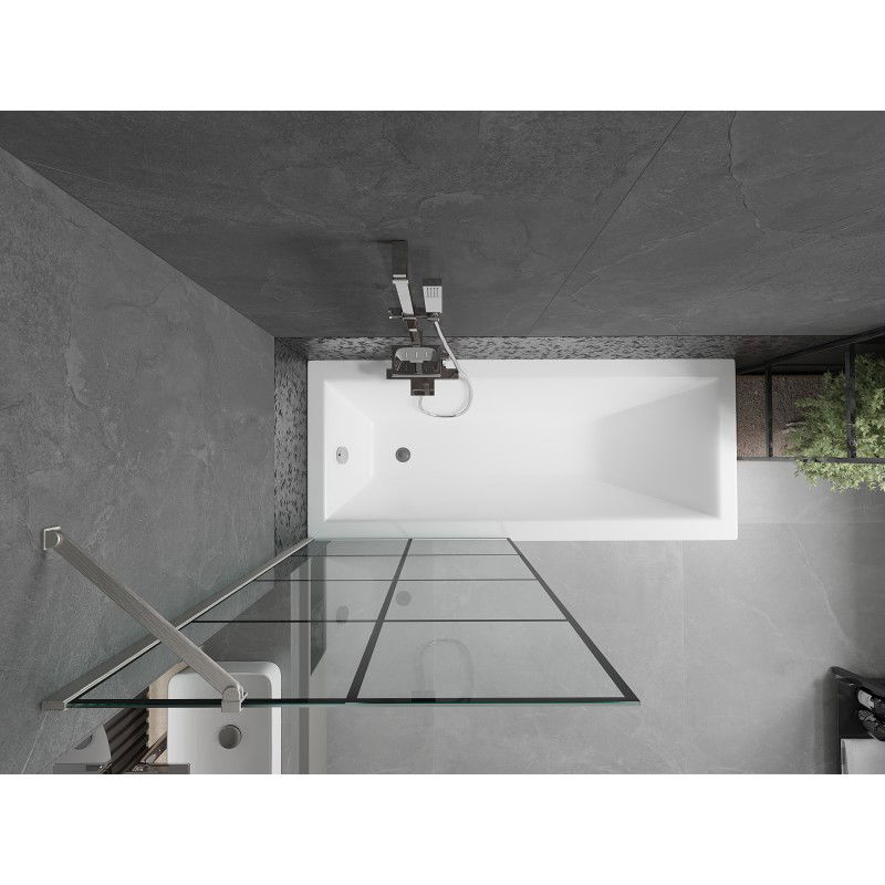 Mexen Next vanová zástěna 1-křídlová 80 x 150 cm, černá mřížka, kartáčovaný nikl - 895-080-000-00-77-97