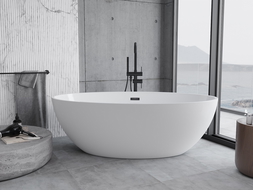 Mexen Nike volně stojící vana 175 x 100 cm, bílá, černý přepad - 54071751000-70