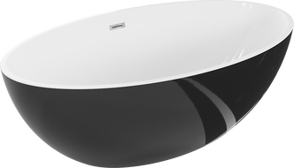 Mexen Nike volně stojící vana 175 x 100 cm, bílá/černá, přepad chrom - 54071751075-01