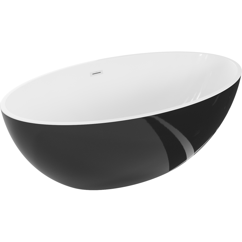 Mexen Nike volně stojící vana 175 x 100 cm, bílá/černá, bílý přepad - 54071751075-20