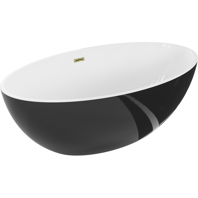 Mexen Nike volně stojící vana 175 x 100 cm, bílá/černá, přepad zlatý - 54071751075-50
