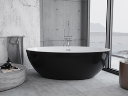 Mexen Nike volně stojící vana 175 x 100 cm, bílá/černá, přepad chrom - 54071751075-01