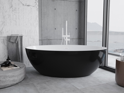 Mexen Nike volně stojící vana 175 x 100 cm, bílá/černá, bílý přepad - 54071751075-20