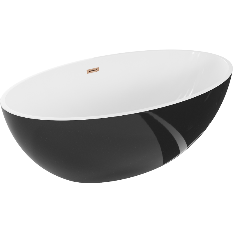 Mexen Nike volně stojící vana 175 x 100 cm, bílá/černá, přepad růžové zlato - 54071751075-60