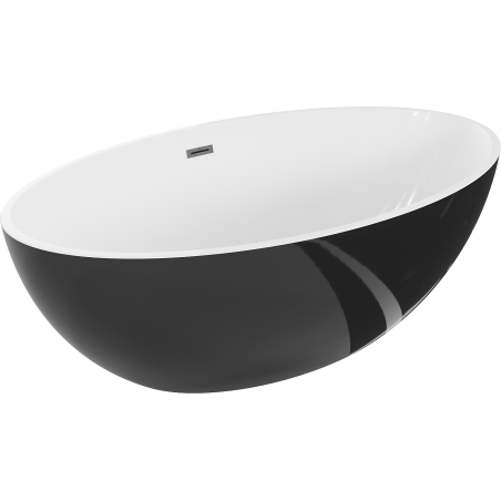 Mexen Nike volně stojící vana 175 x 100 cm, bílá/černá, přeliv gun gray kartáčovaný - 54071751075-66