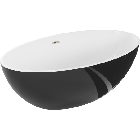 Mexen Nike volně stojící vana 175 x 100 cm, bílá/černá, přepad kartáčovaný nikl - 54071751075-97
