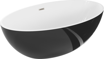 Mexen Nike volně stojící vana 175 x 100 cm, bílá/černá, přepad kartáčovaný nikl - 54071751075-97