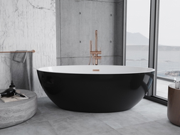 Mexen Nike volně stojící vana 175 x 100 cm, bílá/černá, přepad měď kartáčovaná - 54071751075-65