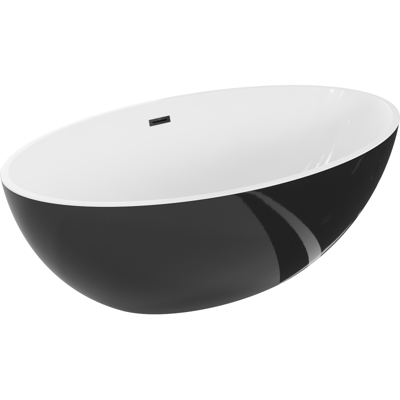 Mexen Nike volně stojící vana 175 x 100 cm, bílá/černá, černý přepad - 54071751075-70