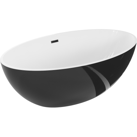 Mexen Nike volně stojící vana 175 x 100 cm, bílá/černá, černý přepad - 54071751075-70