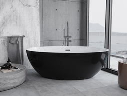 Mexen Nike volně stojící vana 175 x 100 cm, bílá/černá, přepad gun metal - 54071751075-95