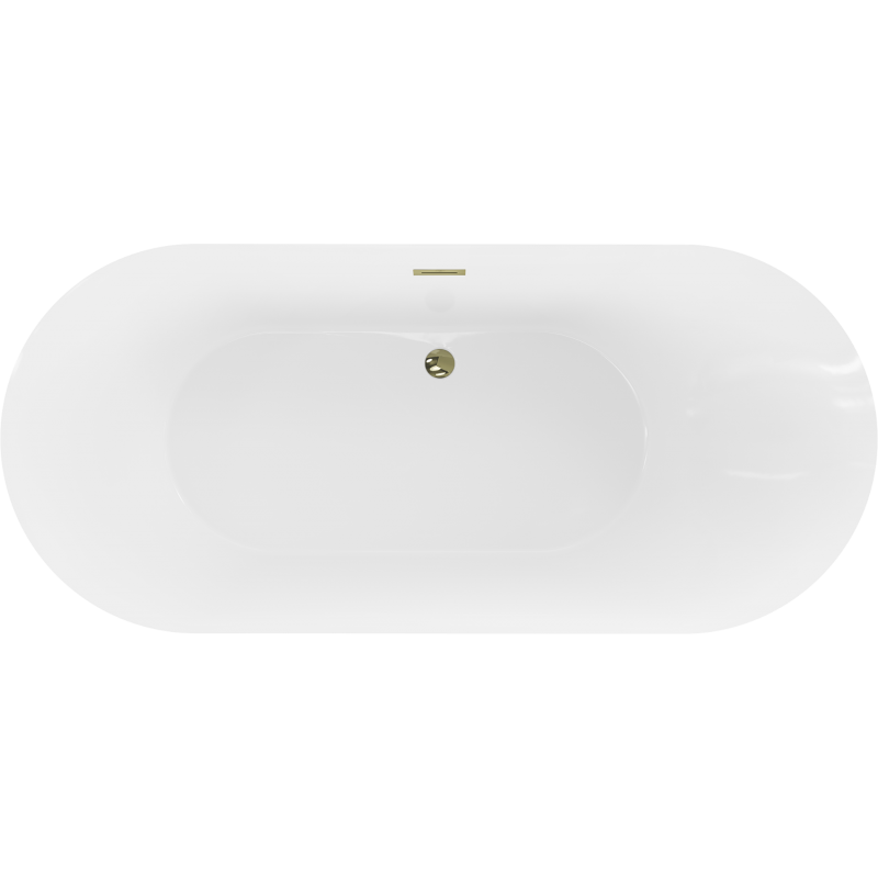 Mexen Roxy volně stojící vana 180 x 85 cm, bílá/černá, přepad zlatý - 51201808575-50