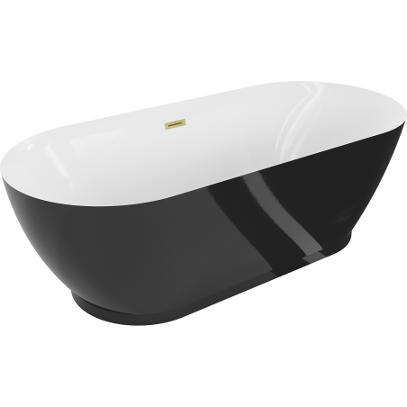 Mexen Roxy volně stojící vana 180 x 85 cm, bílá/černá, přepad zlatý kartáčovaný - 51201808575-55