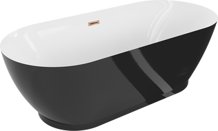 Mexen Roxy volně stojící vana 180 x 85 cm, bílá/černá, přepad růžové zlato - 51201808575-60