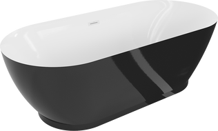 Mexen Roxy volně stojící vana 180 x 85 cm, bílá/černá, bílý přepad - 51201808575-20