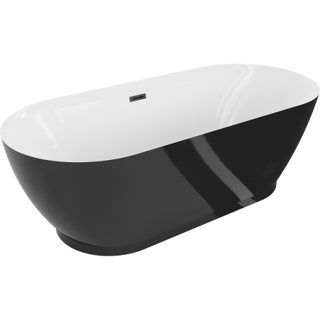 Mexen Roxy vana volně stojící 180 x 85 cm, bílá/černá, přepad černý - 51201808575-70