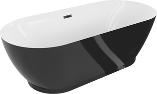 Mexen Roxy vana volně stojící 180 x 85 cm, bílá/černá, přepad černý - 51201808575-70