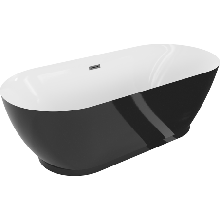 Mexen Roxy volně stojící vana 180 x 85 cm, bílá/černá, přepad gun gray kartáčovaný - 51201808575-66