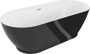 Mexen Roxy volně stojící vana 180 x 85 cm, bílá/černá, přepad kartáčovaný nikl - 51201808575-97